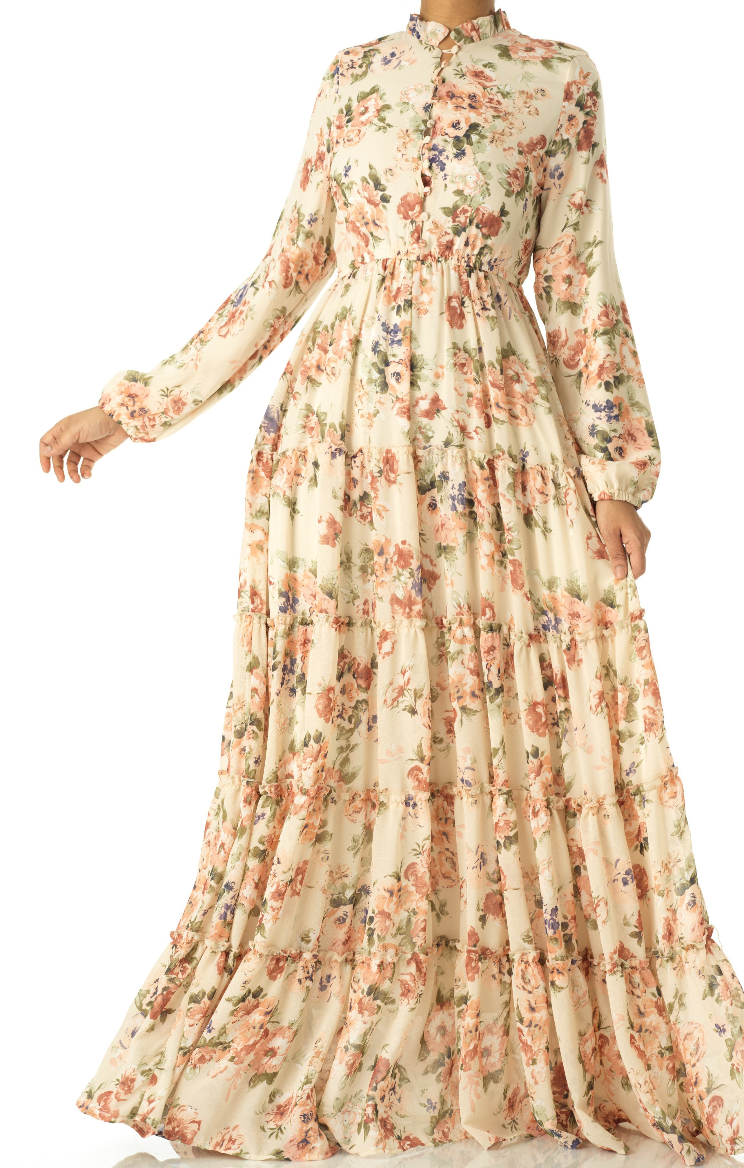 Everlasting Bliss Floral Print Modest maxi dress Kabayare
