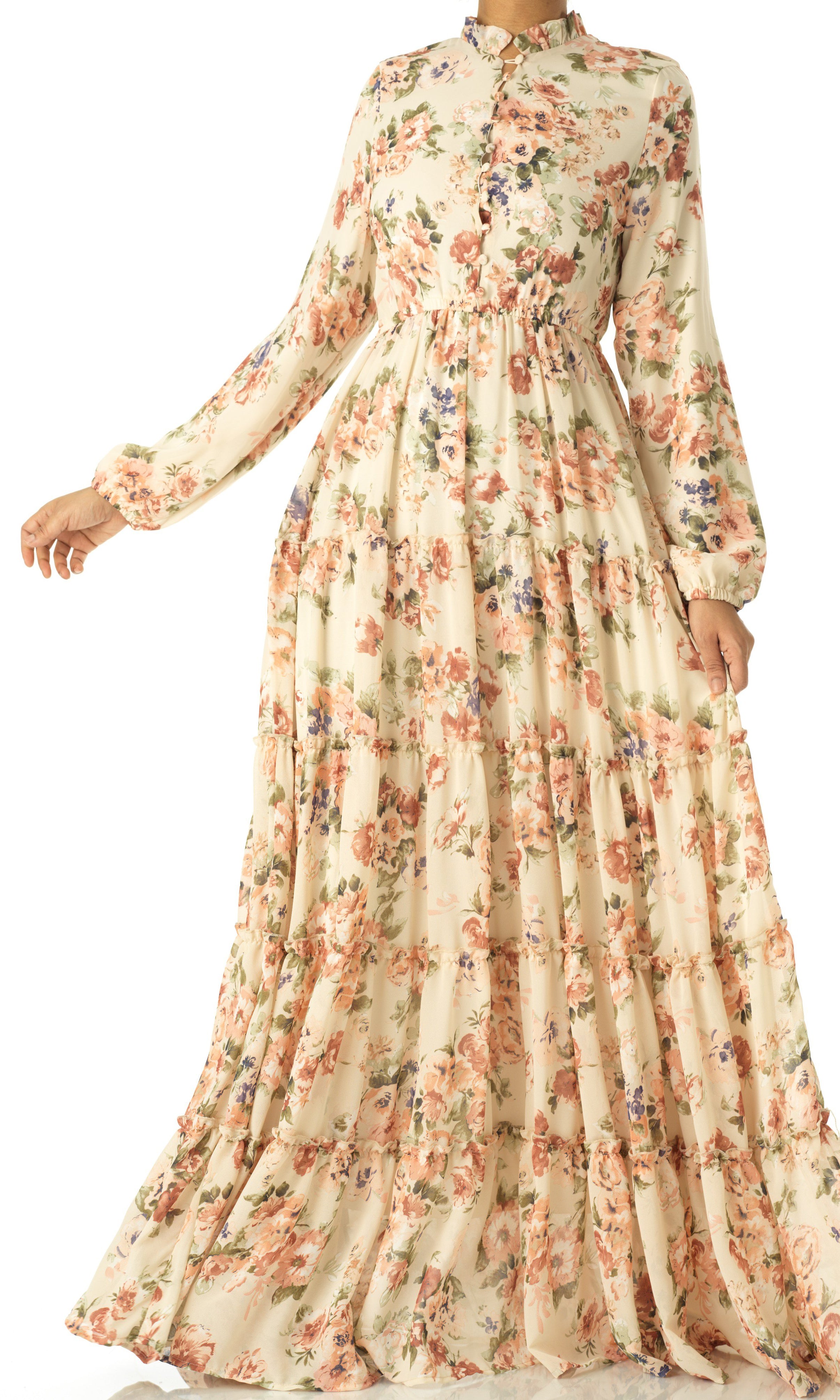 Everlasting Bliss Floral Print Modest maxi dress Kabayare