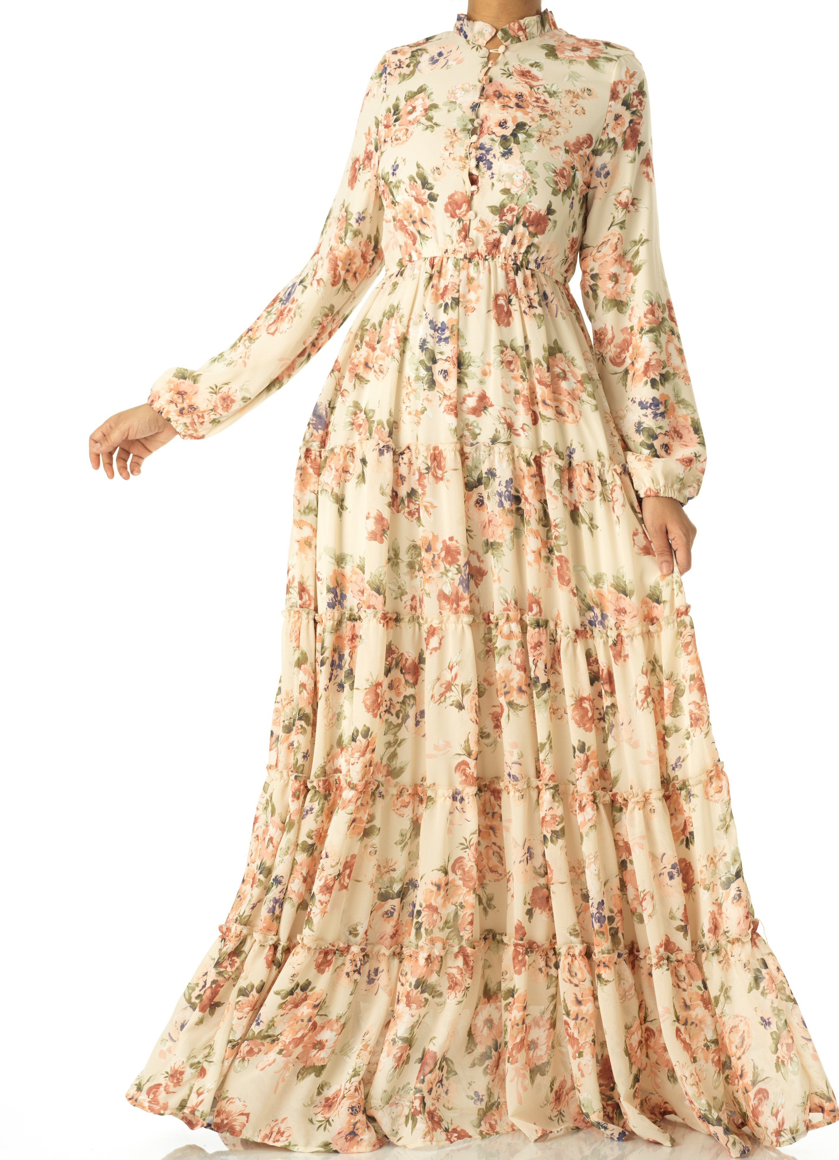 Everlasting Bliss Floral Print Modest maxi dress Kabayare