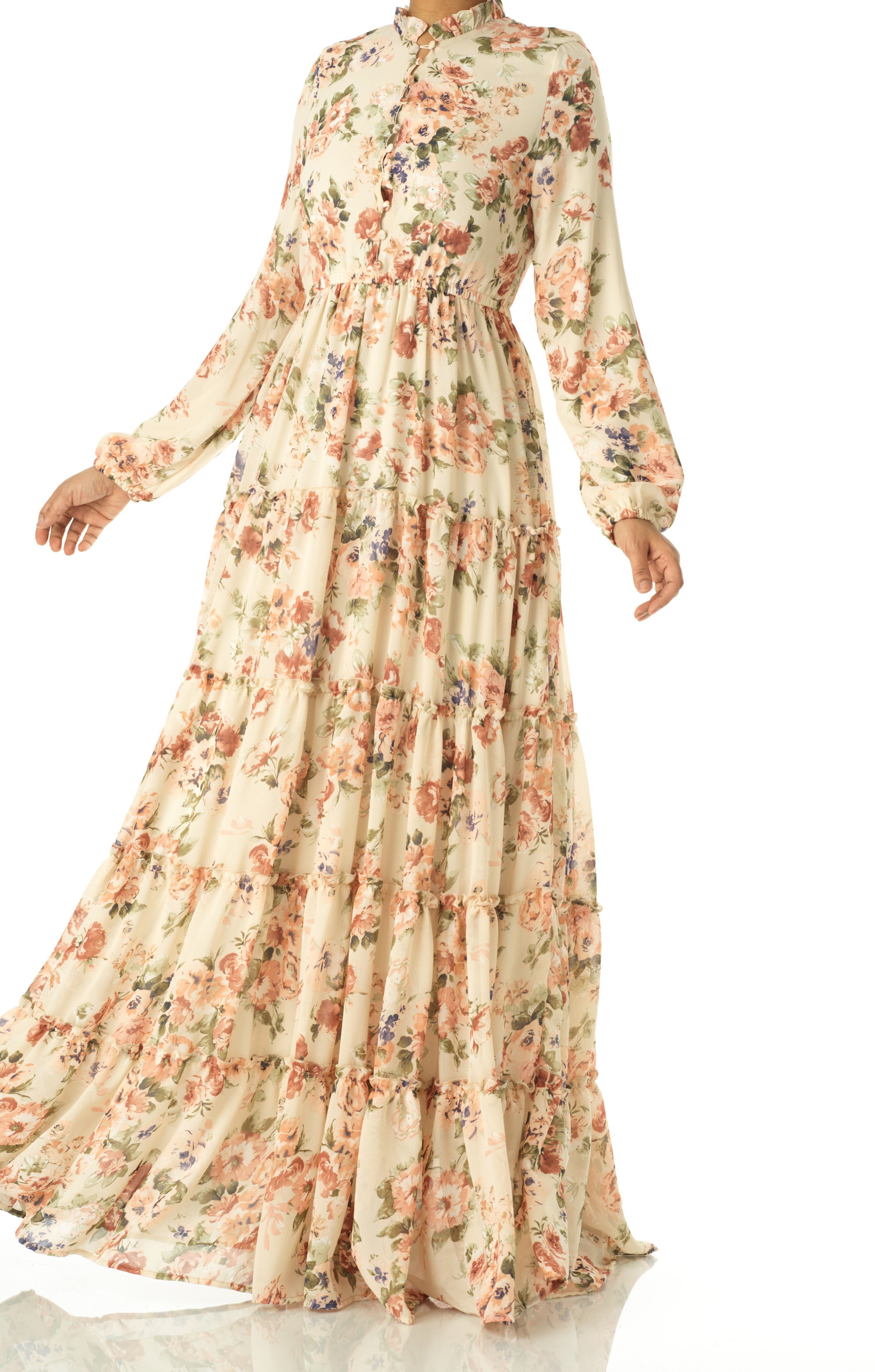 Everlasting Bliss Floral Print Modest maxi dress Kabayare