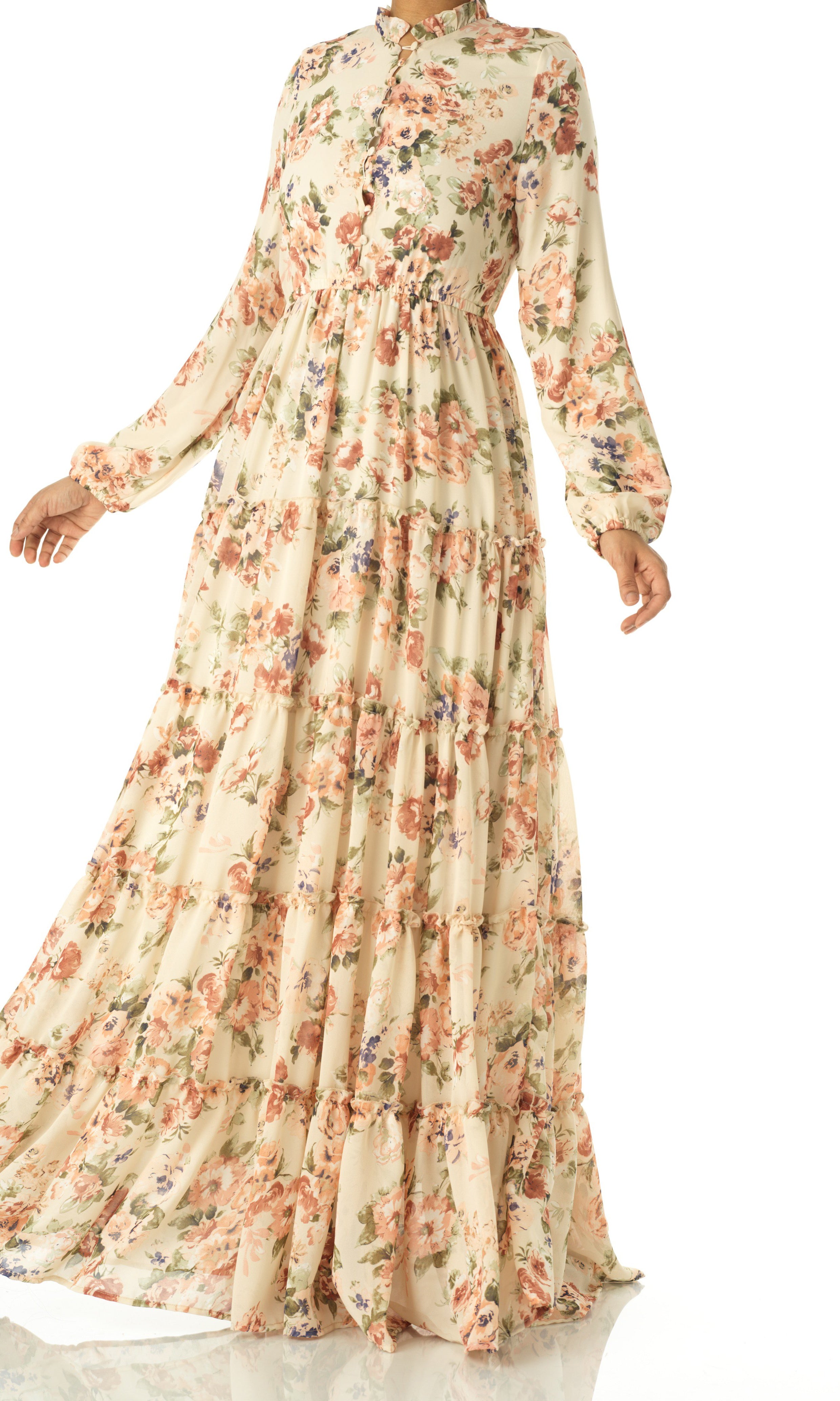 Everlasting Bliss Floral Print Modest maxi dress Kabayare