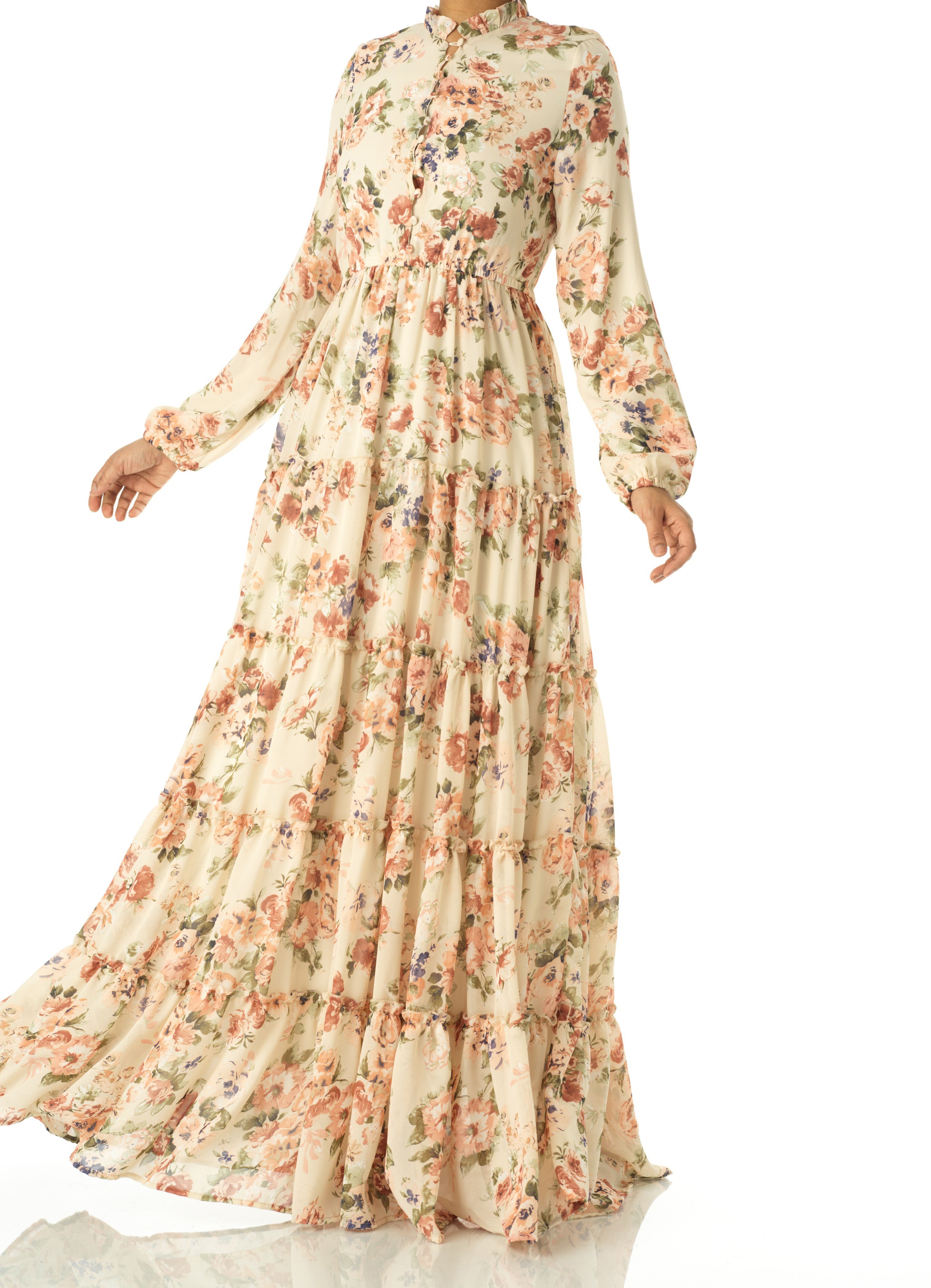 Everlasting Bliss Floral Print Modest maxi dress Kabayare