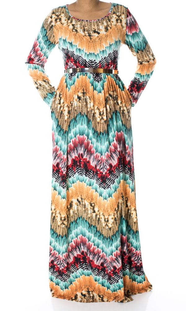 Faded Peacock maxi dress Kabayare