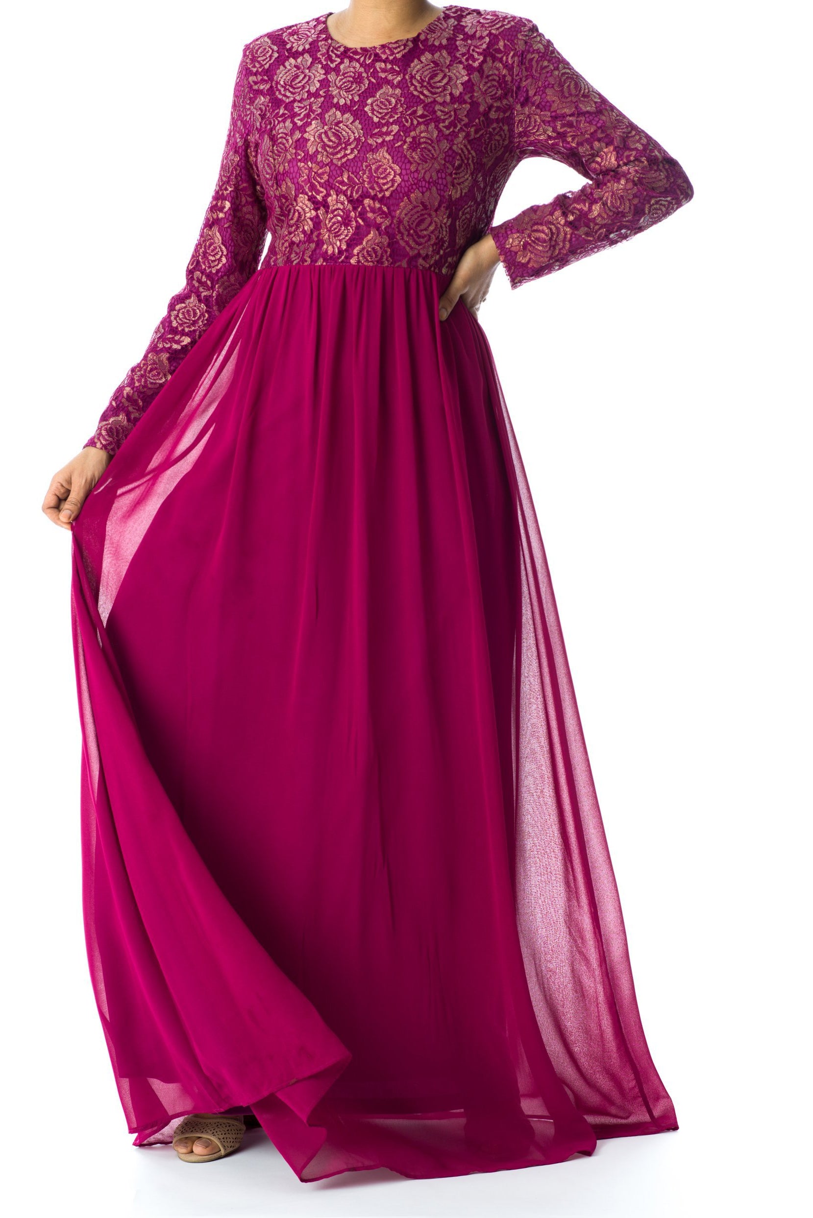 FAIRYTALE Lace detail chiffon dress Kabayare