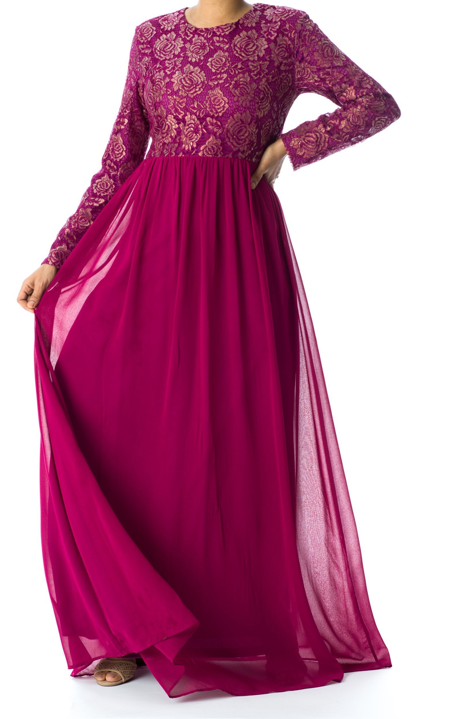 FAIRYTALE Lace detail chiffon dress Kabayare