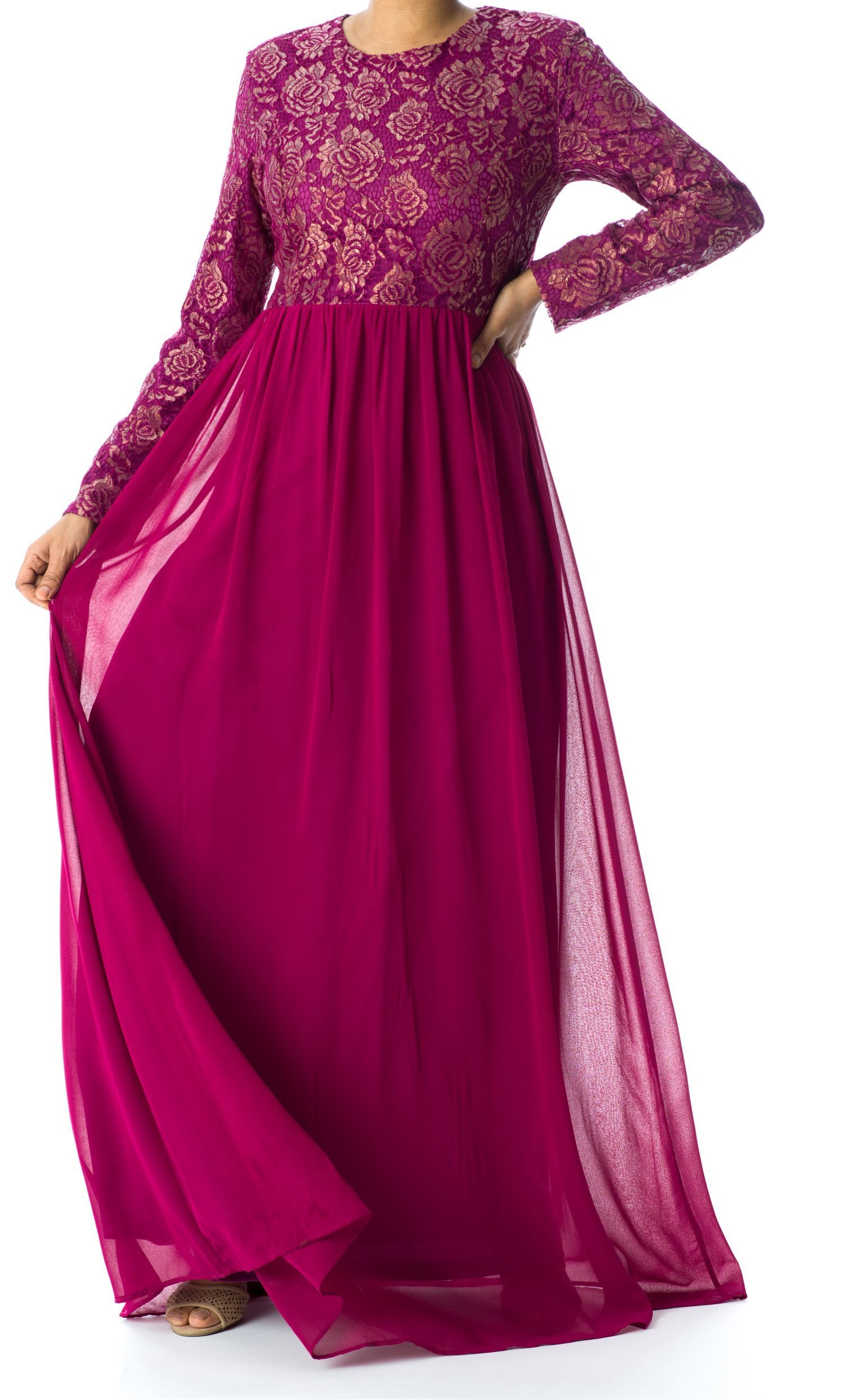 FAIRYTALE Lace detail chiffon dress Kabayare