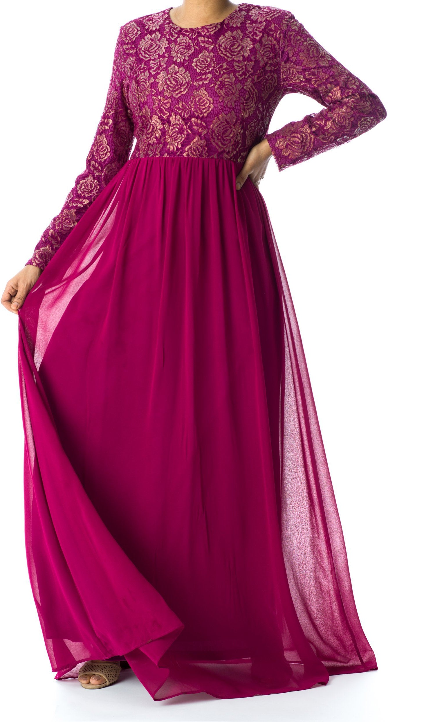 FAIRYTALE Lace detail chiffon dress Kabayare