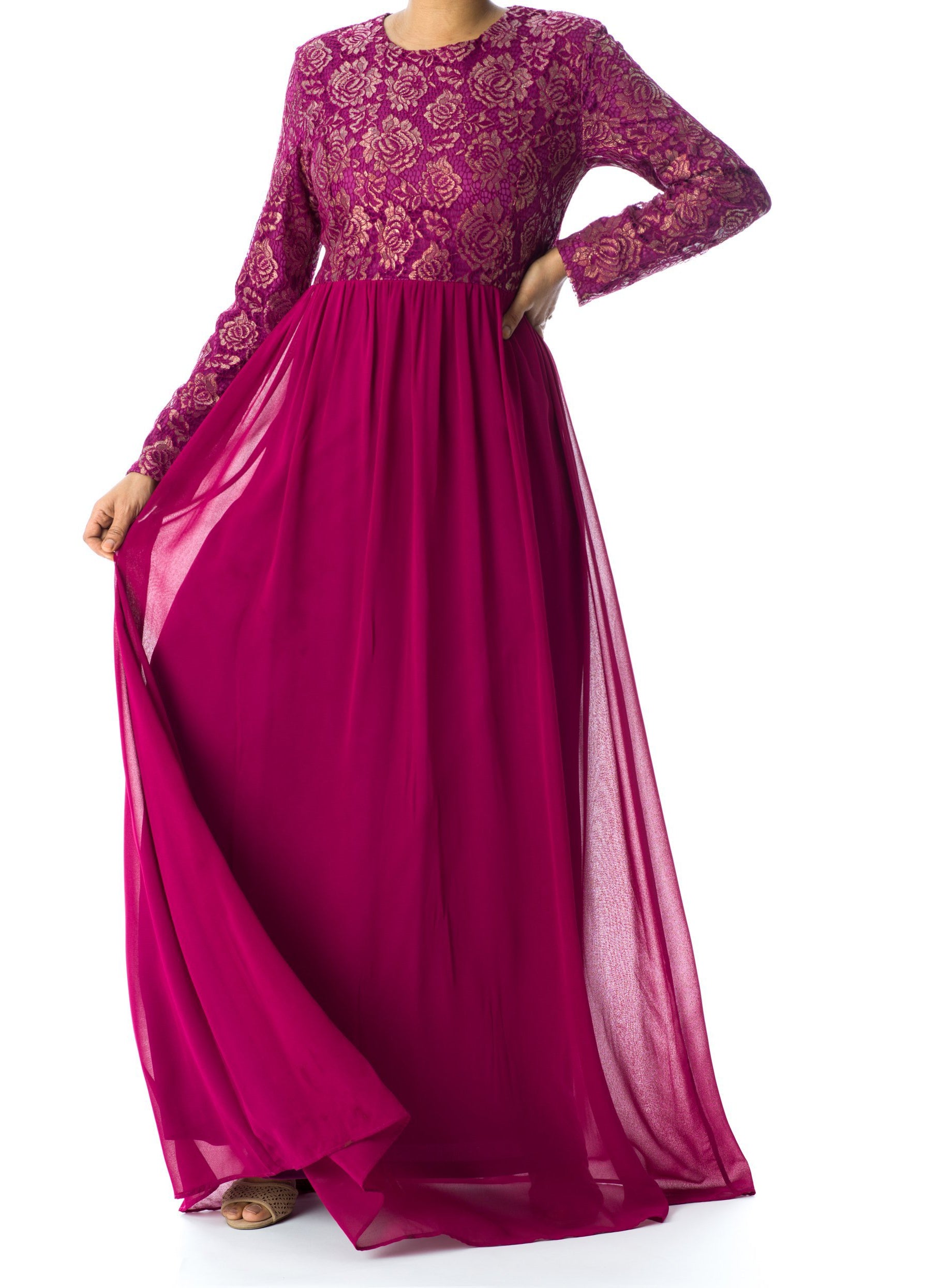 FAIRYTALE Lace detail chiffon dress Kabayare