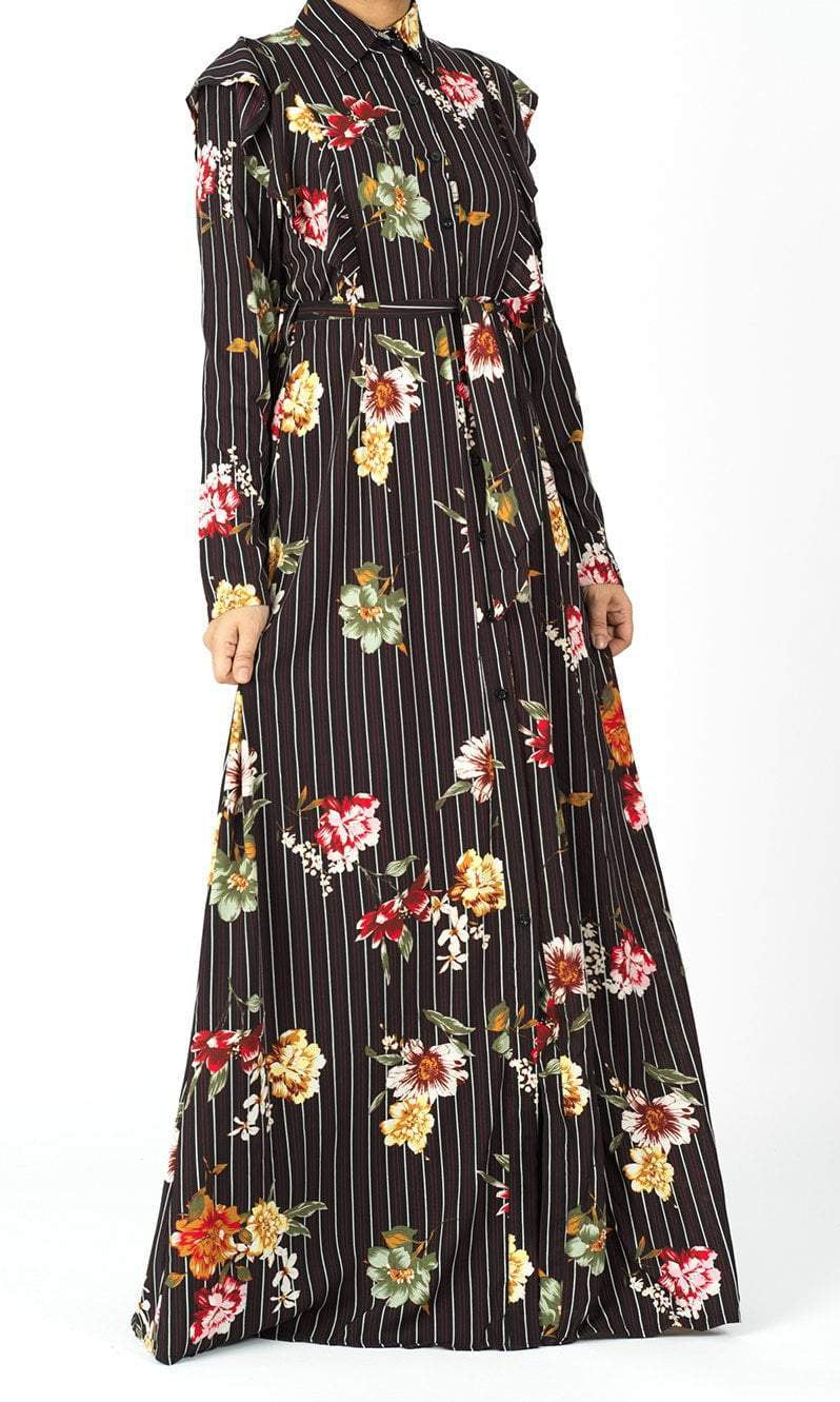 Floral and stripes button maxi dress Kabayare