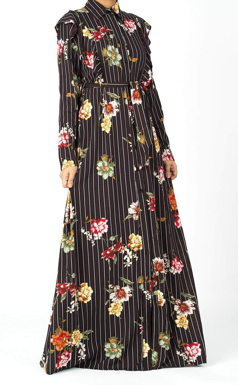 Floral and stripes button maxi dress Kabayare
