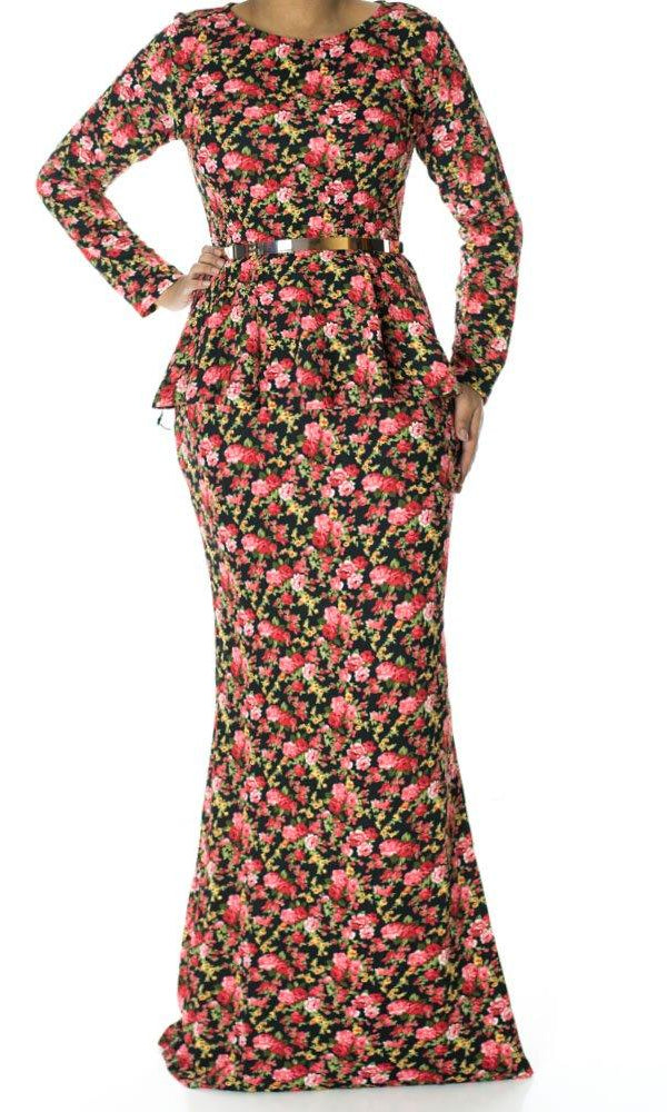 Floral Peplum maxi dress Kabayare