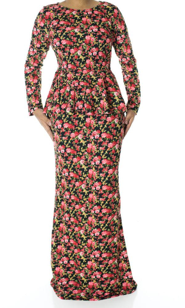 Floral Peplum maxi dress Kabayare
