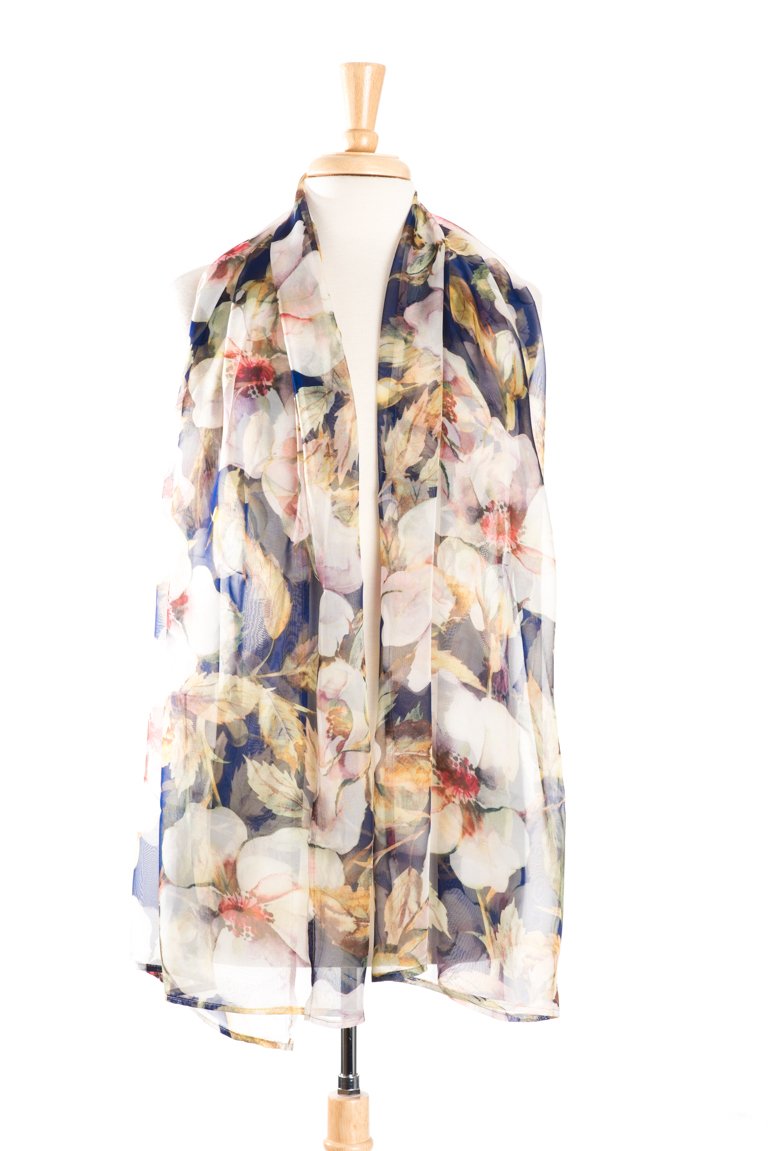 Floral SIlk Chiffon Scarf Kabayare