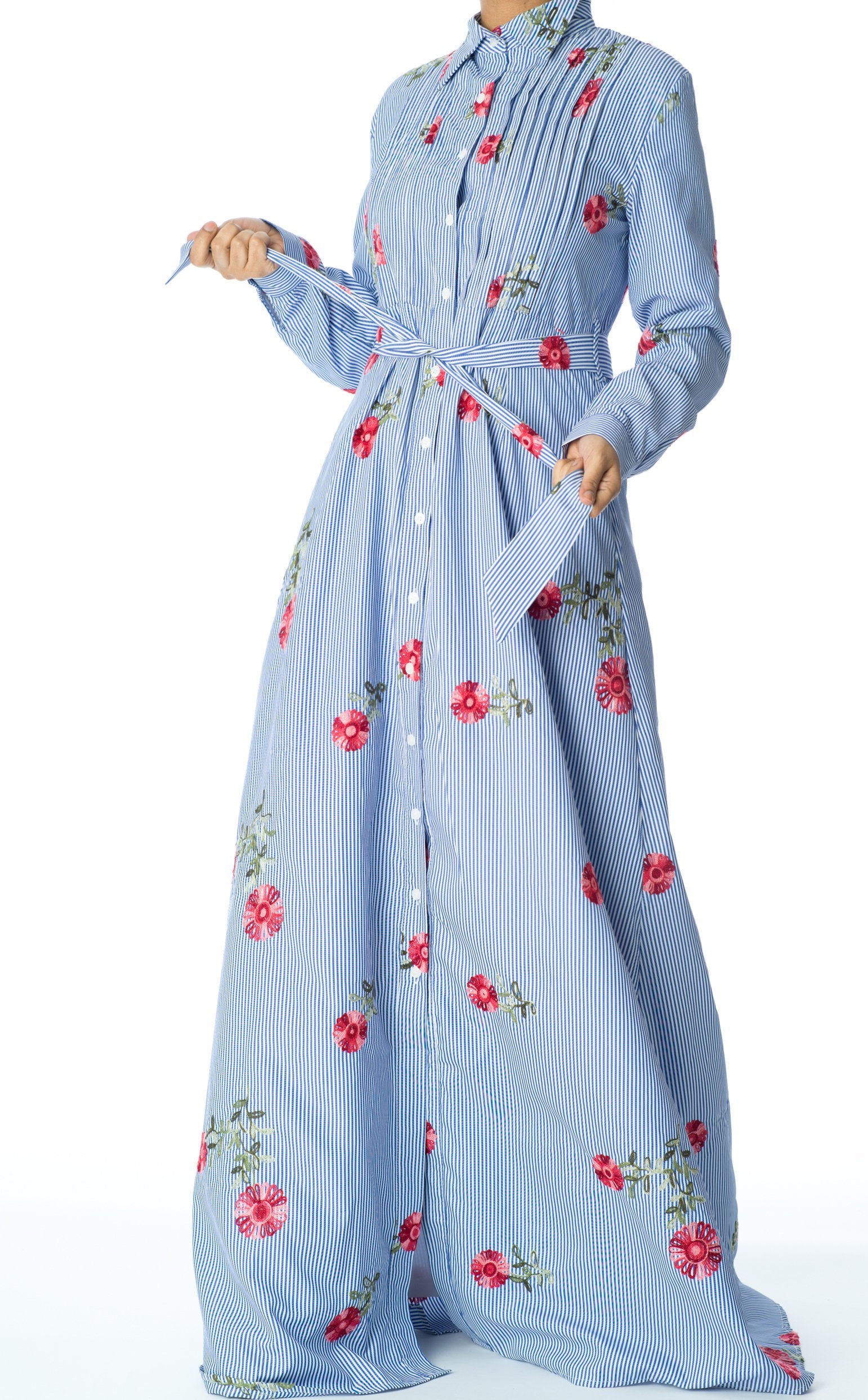 Flower printed maxi button down dress Kabayare