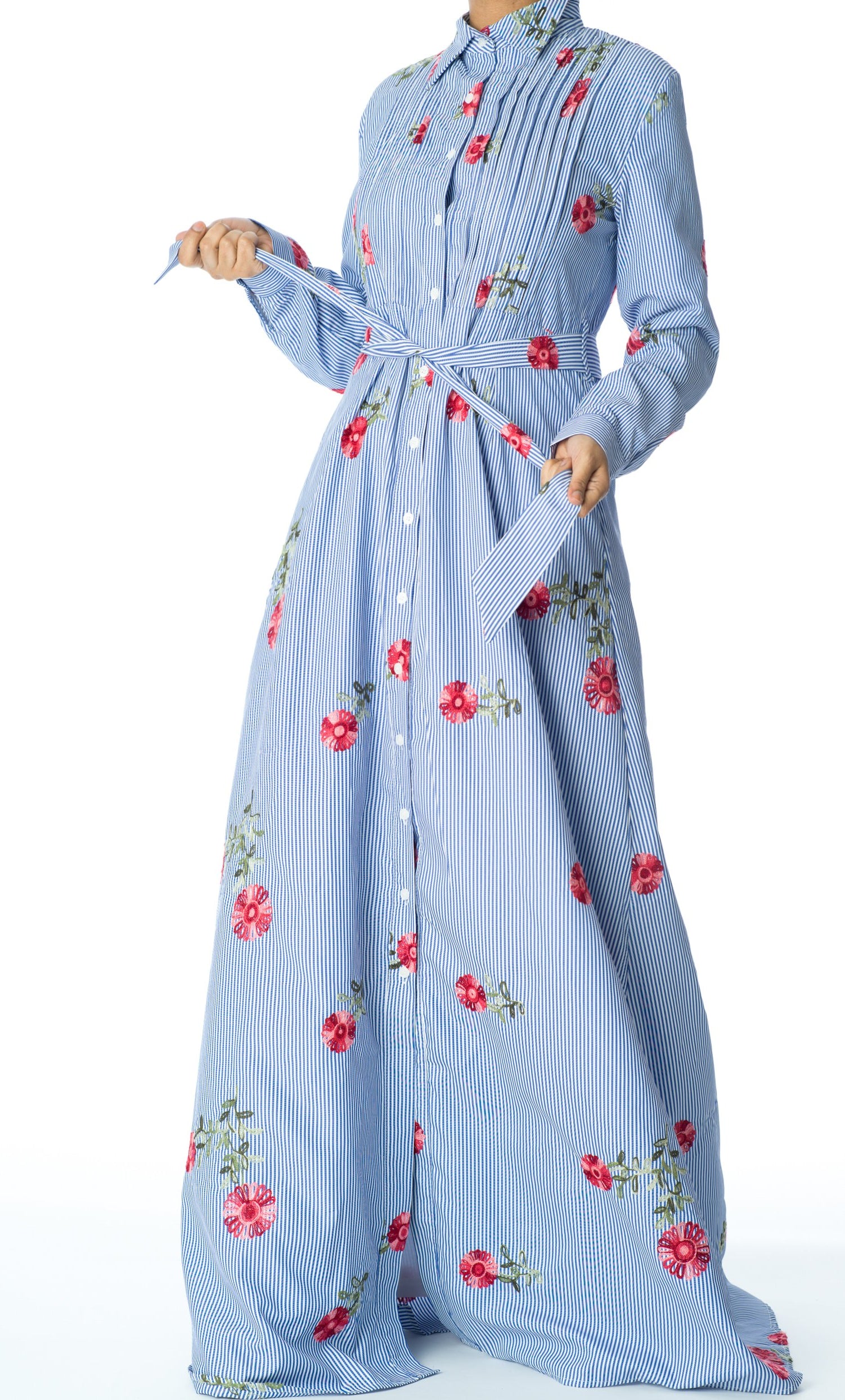 Flower printed maxi button down dress Kabayare