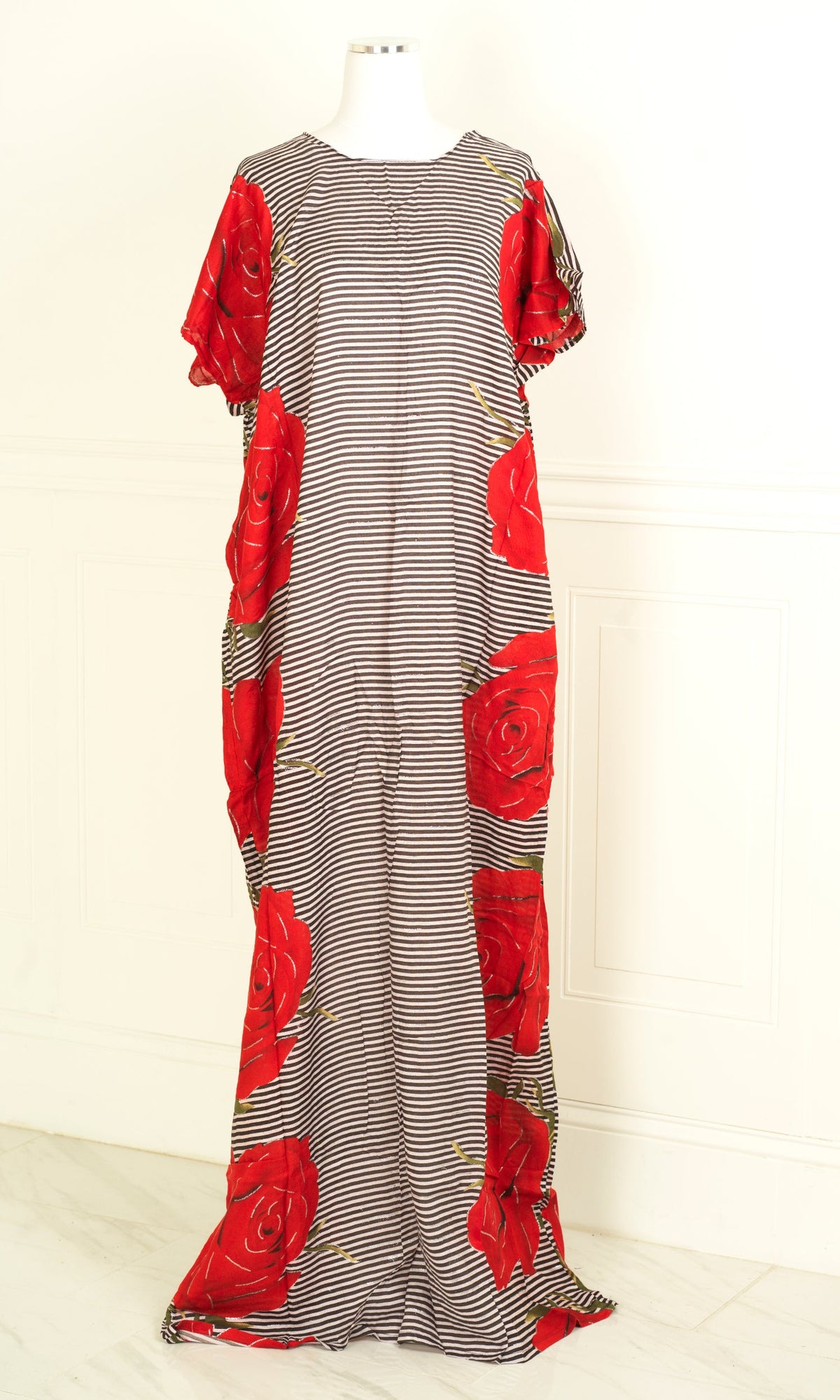 Glitter and stripe rose print bati dress KF