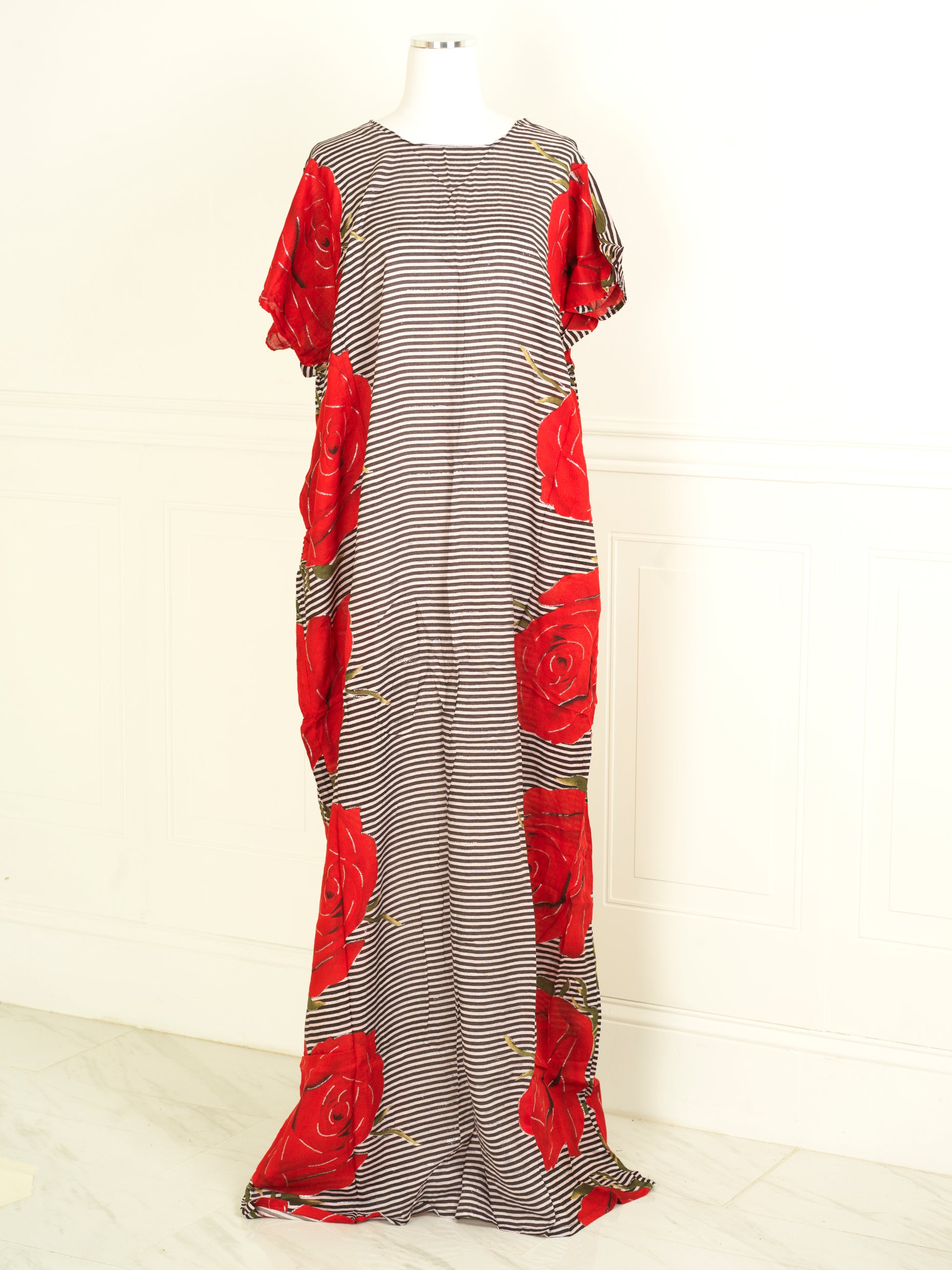 Glitter and stripe rose print bati dress KF