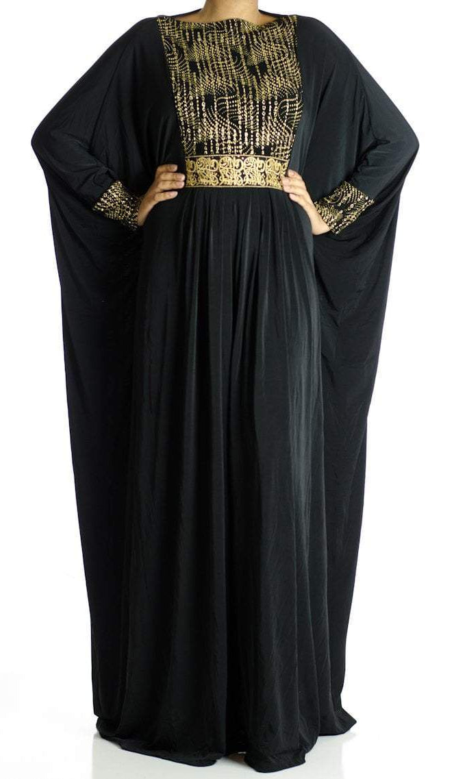 Gold Mirage Butterfly Jersey Abaya Kabayare