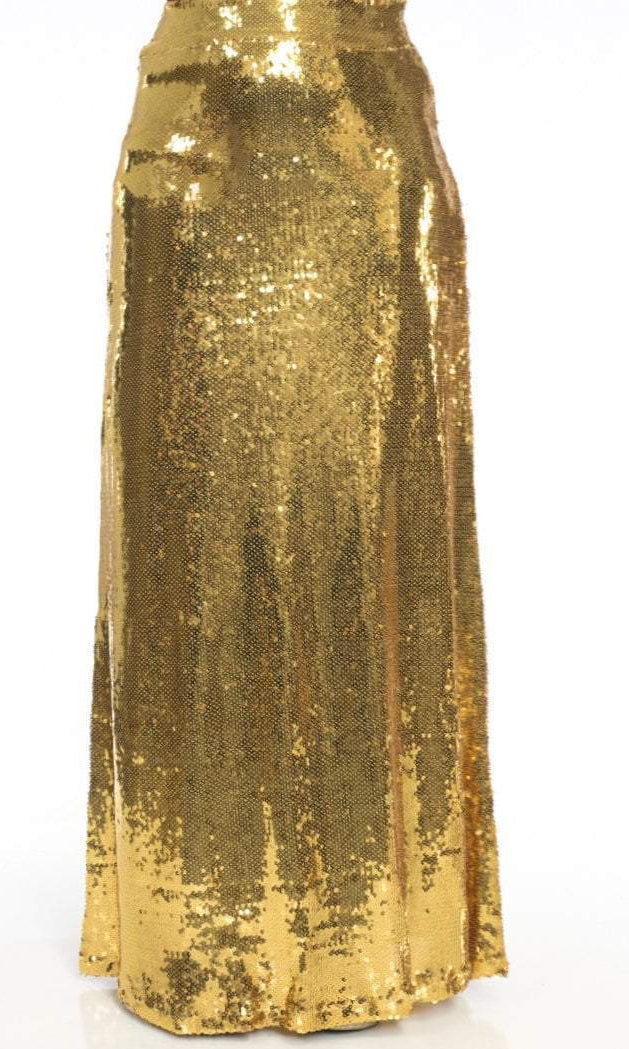 Gold Sequin Maxi Skirt Kabayare
