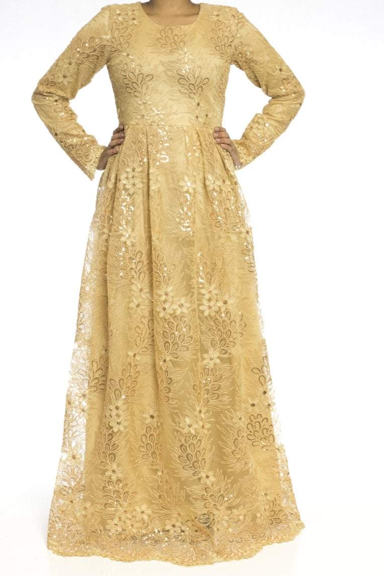 Golden embroidered Princess Gown Kabayare