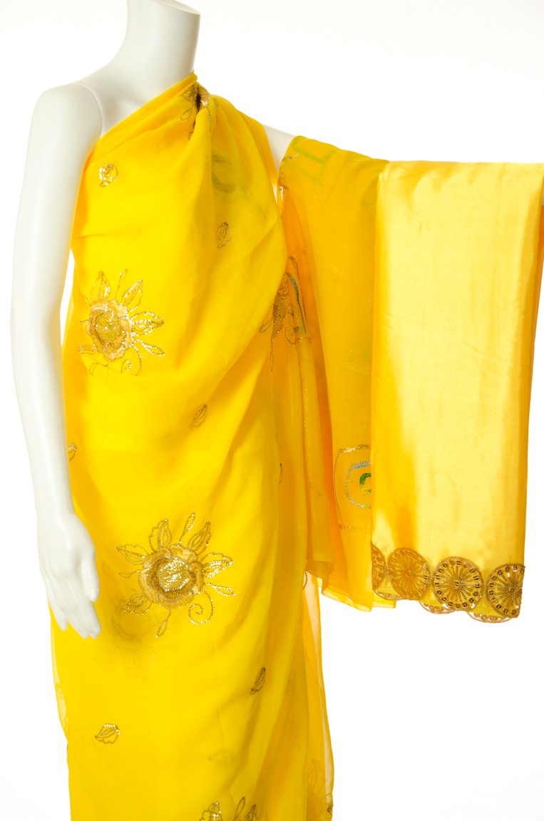 Golden Yellow Saree Dirac Kabayare