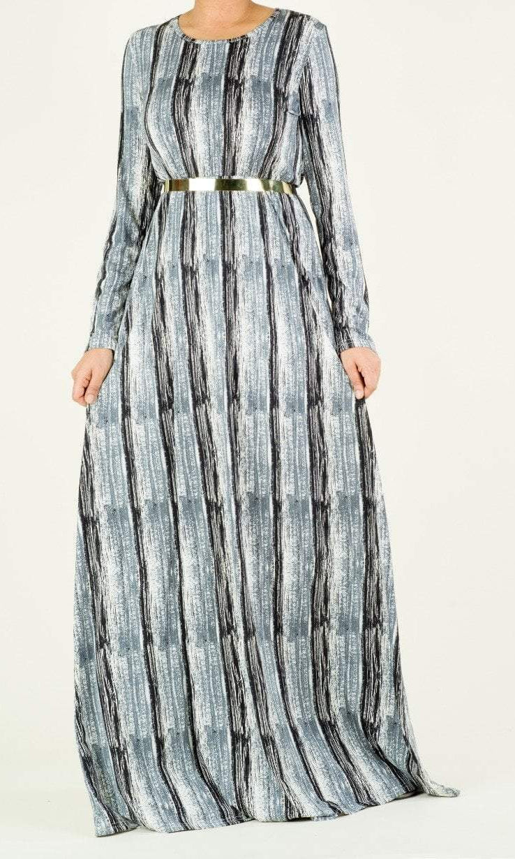 Gray Abstract Maxi Print Dress Kabayare