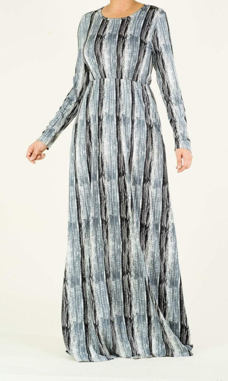 Gray Abstract Maxi Print Dress Kabayare
