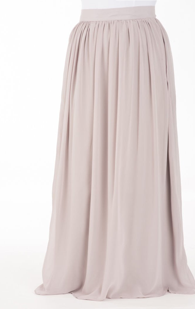 Gray basic chiffon Maxi Skirt Kabayare