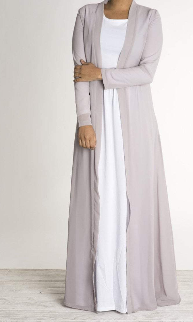Gray Basic Maxi Cardigan Kabayare