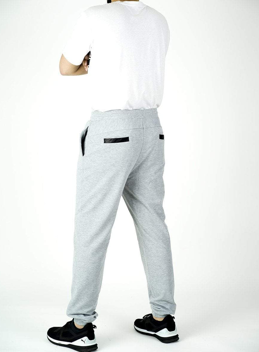 GRAY LEATHER DETAIL JOGGERS Kabayare