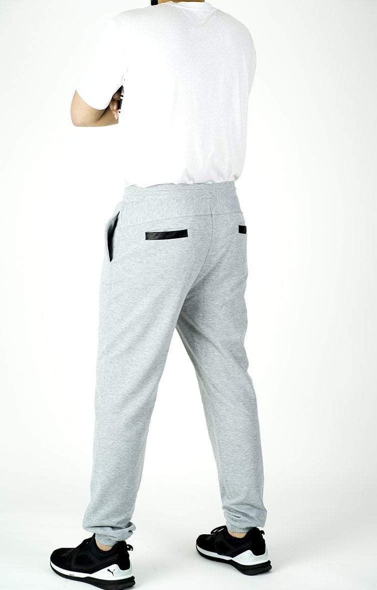 GRAY LEATHER DETAIL JOGGERS Kabayare