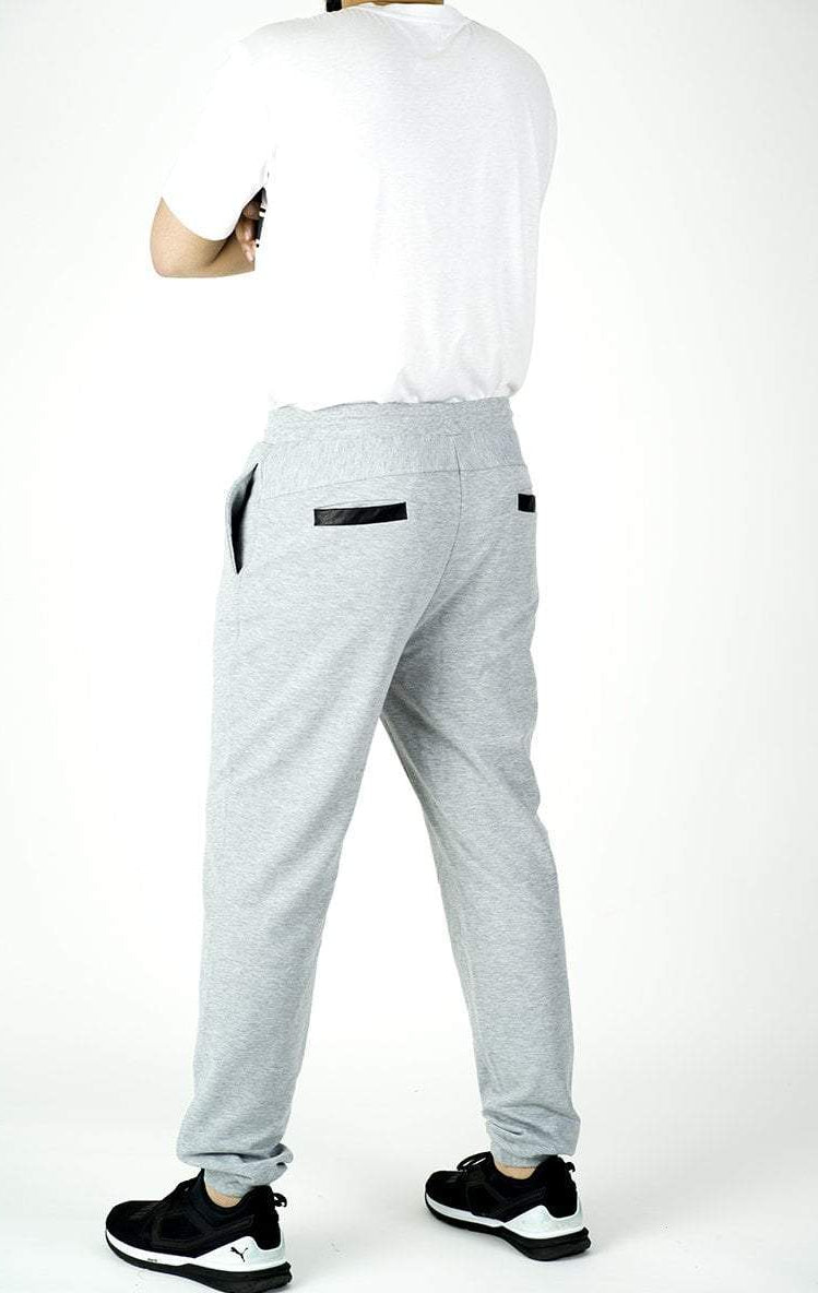 GRAY LEATHER DETAIL JOGGERS Kabayare