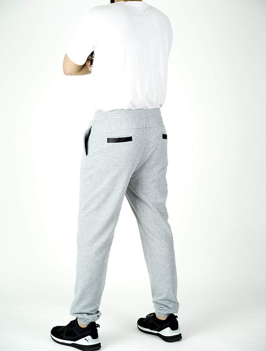 GRAY LEATHER DETAIL JOGGERS Kabayare