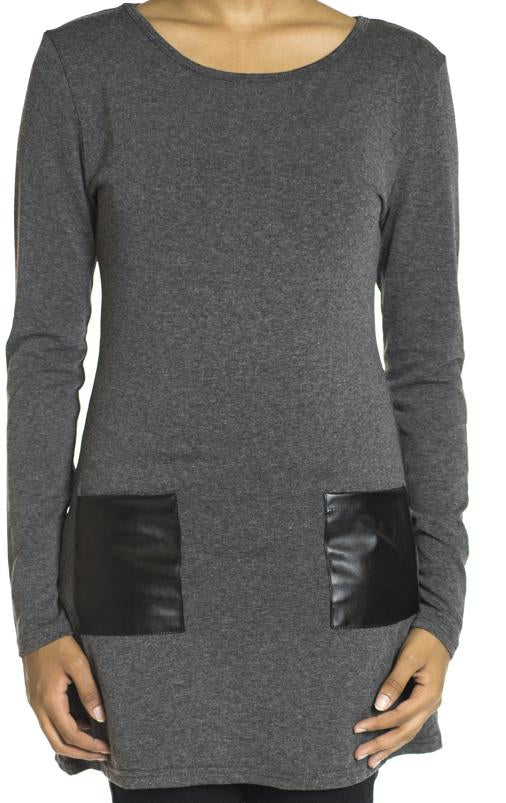 Gray Leather Pockets top Kabayare