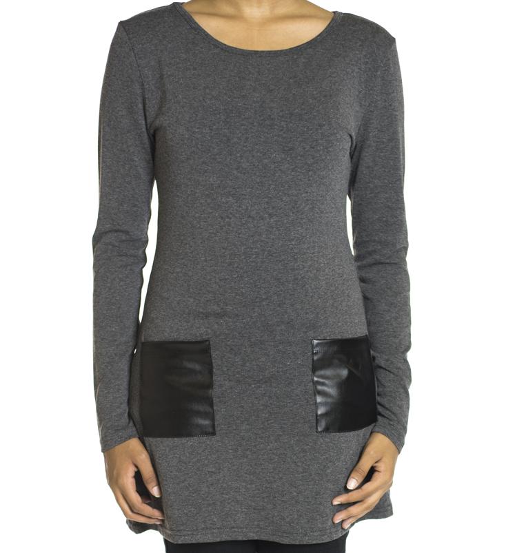 Gray Leather Pockets top Kabayare