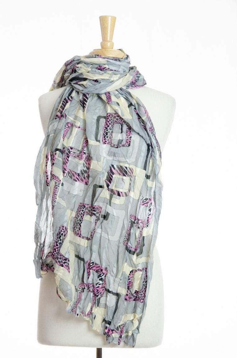 Gray Luxe Crinkle Scarf Kabayare