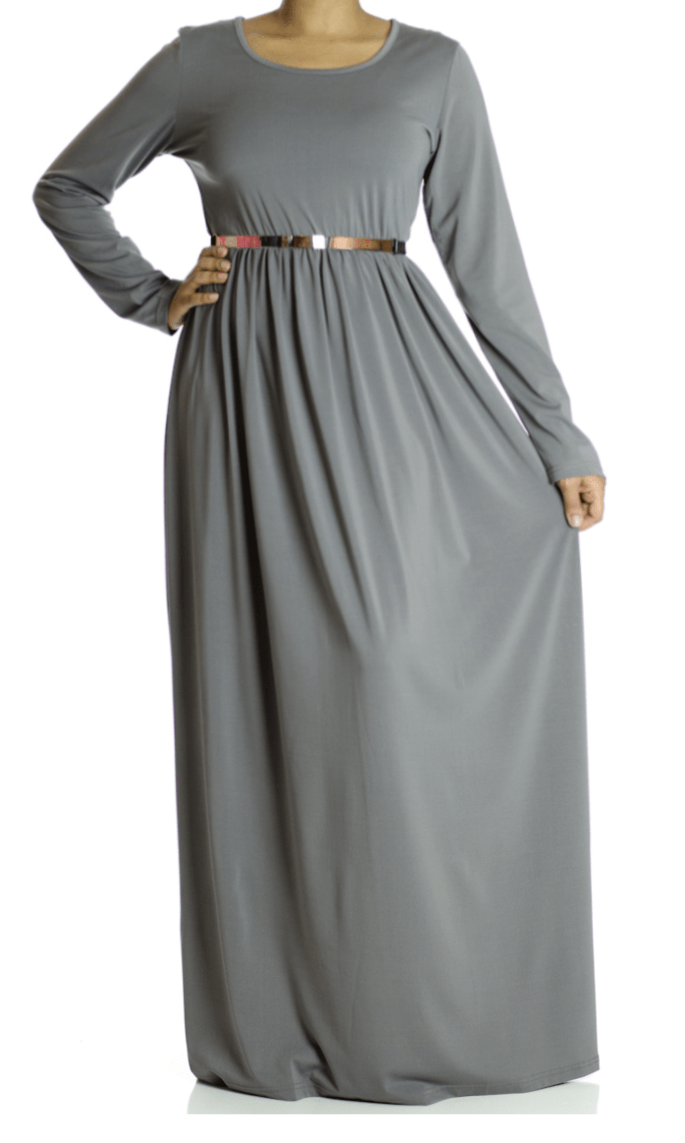 Gray MILK SILK MAXI DRESS-(SOFT) Kabayare