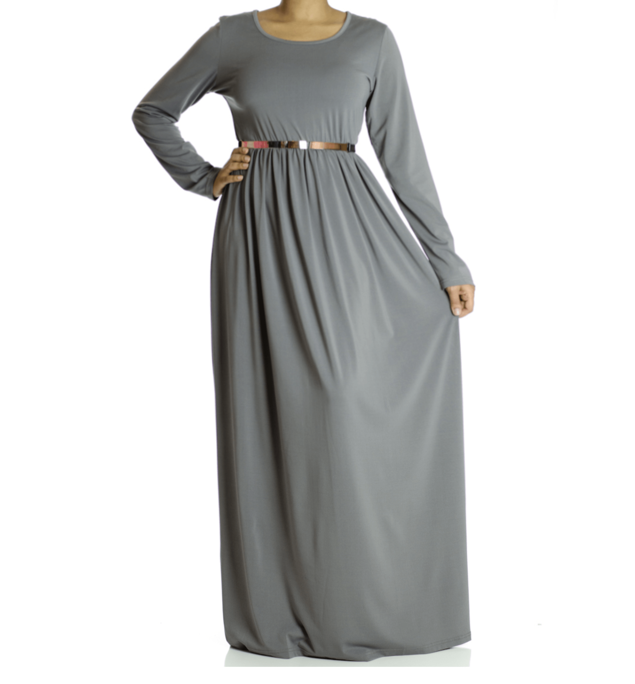 Gray MILK SILK MAXI DRESS-(SOFT) Kabayare
