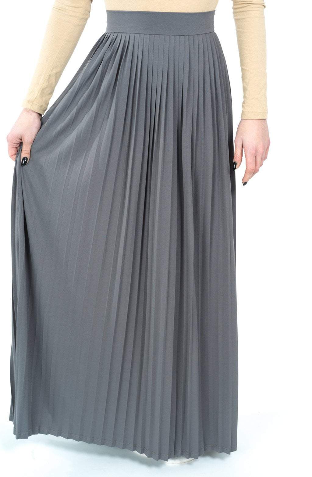 Gray Milk silk maxi Skirt Kabayare