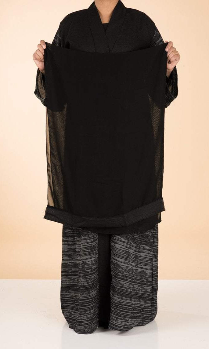 Gray Modern linen Kimono Abaya Kabayare