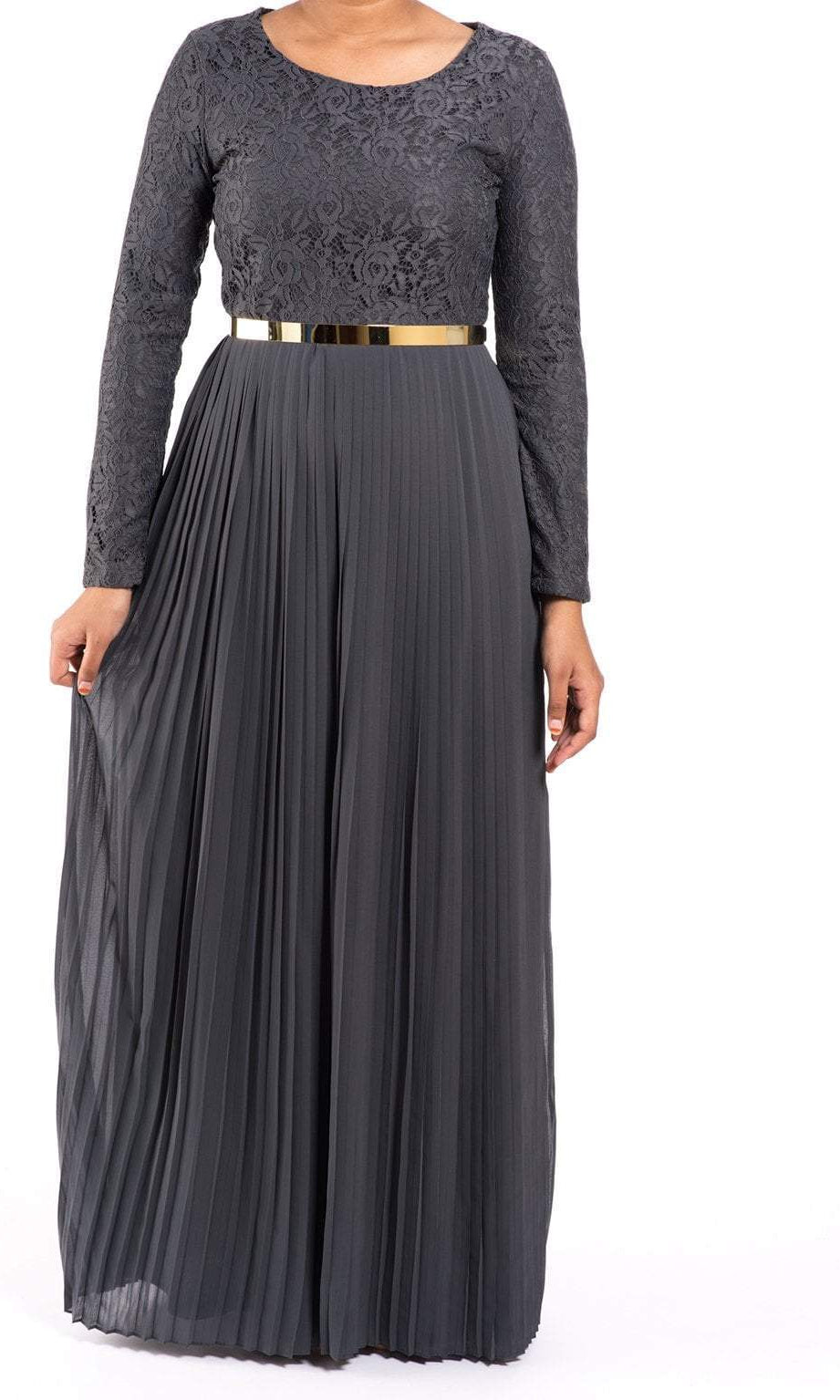 Gray Naveera Pleated Maxi Dress Kabayare