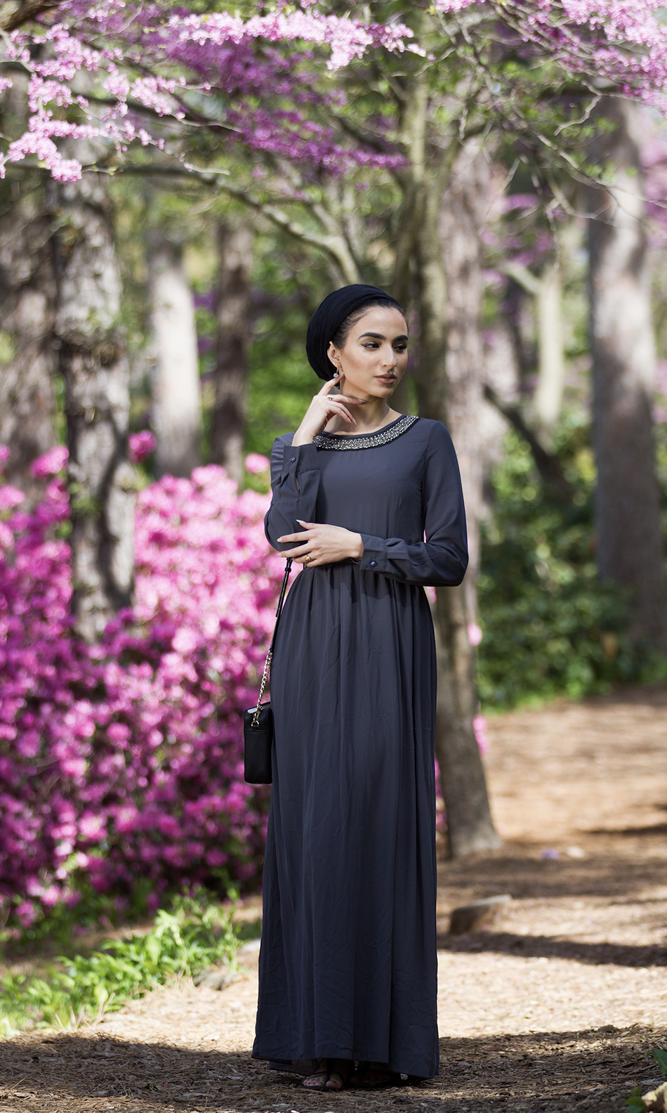 Gray Neck Beaded Maxi Dress Kabayare