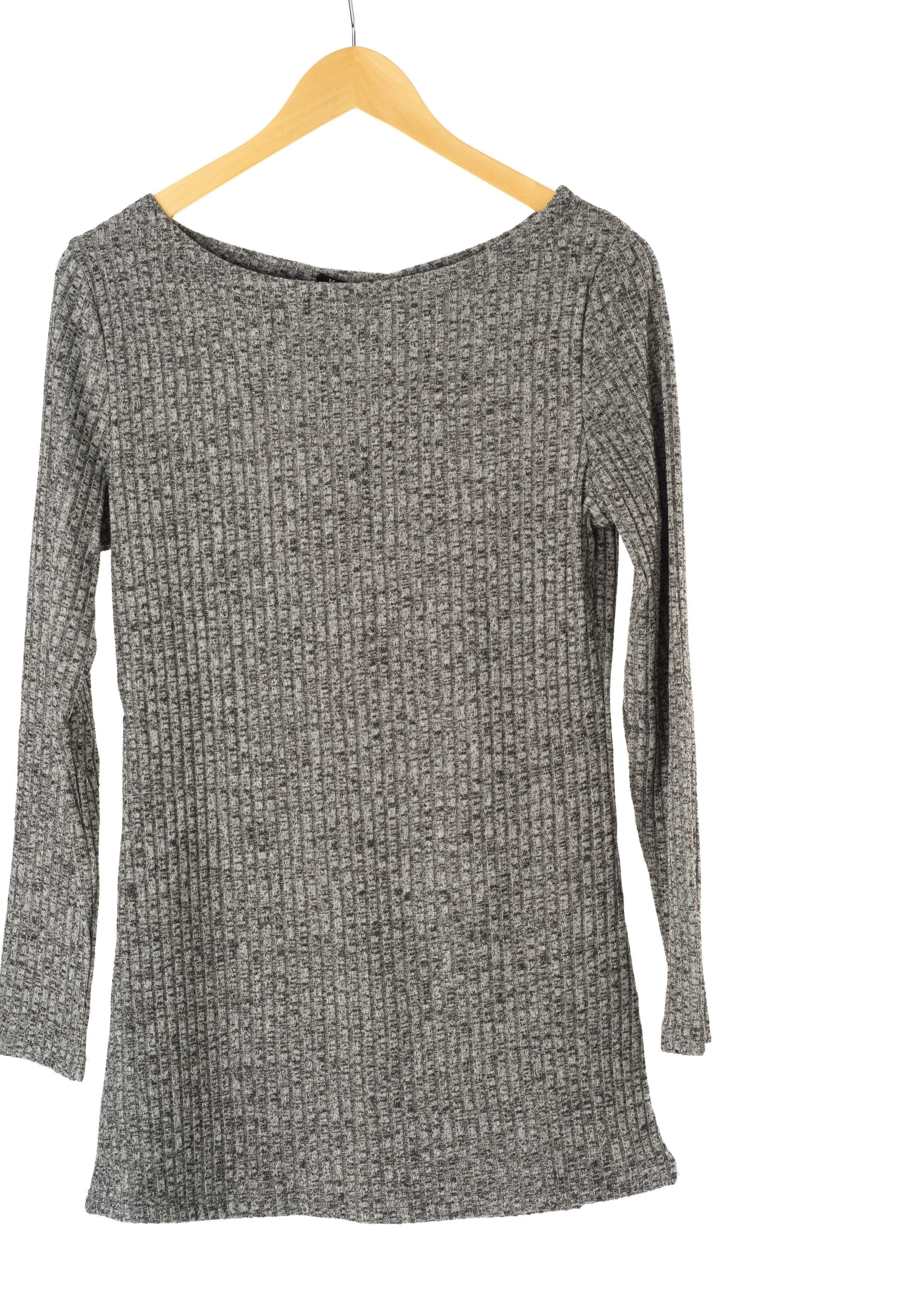 Gray Ribbed Sweater Shirt Kabayare