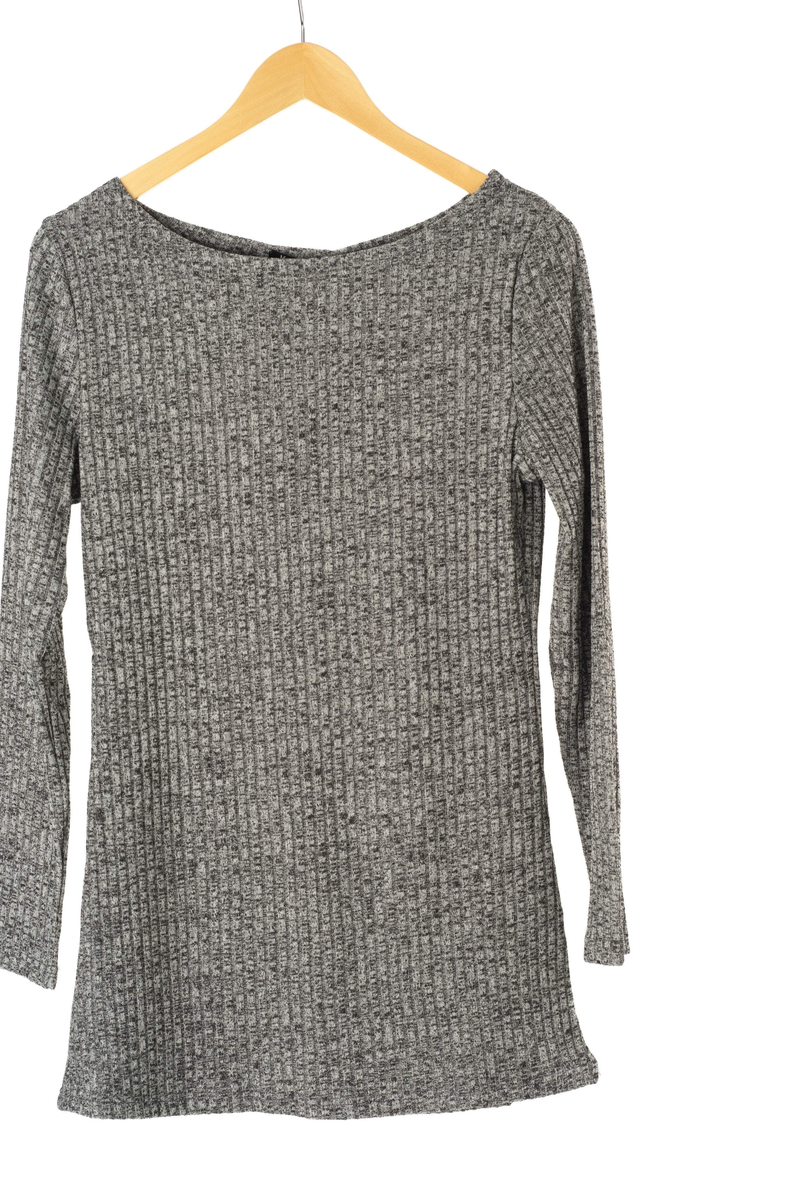 Gray Ribbed Sweater Shirt Kabayare