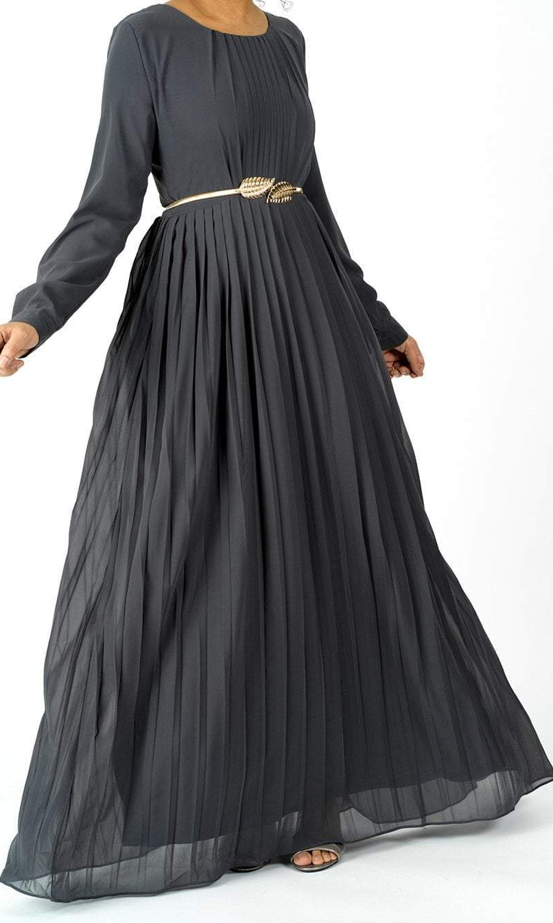 Gray signature chiffon dress Kabayare