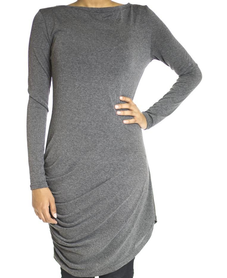Gray TWIST DRAPE TOP Kabayare