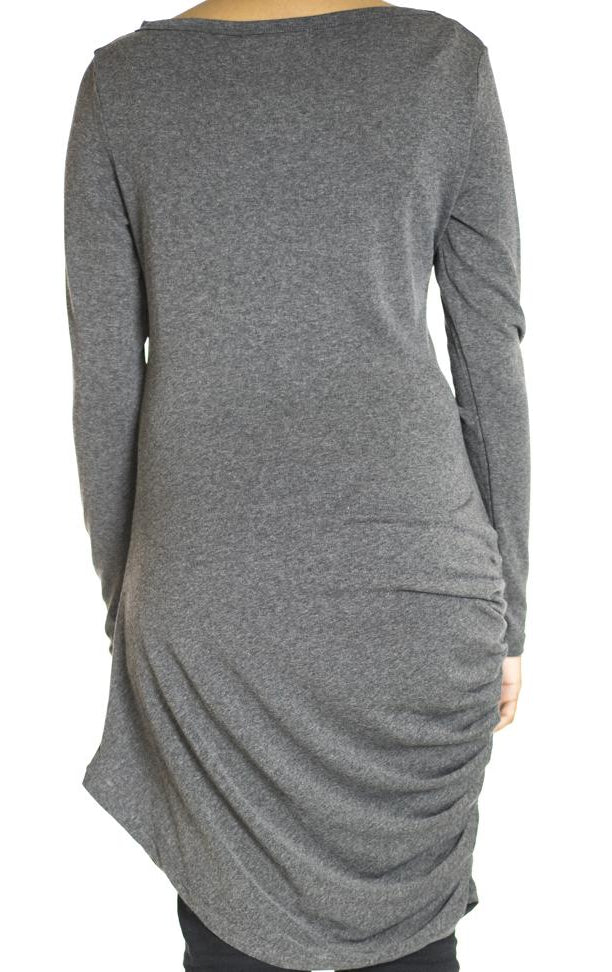 Gray TWIST DRAPE TOP Kabayare