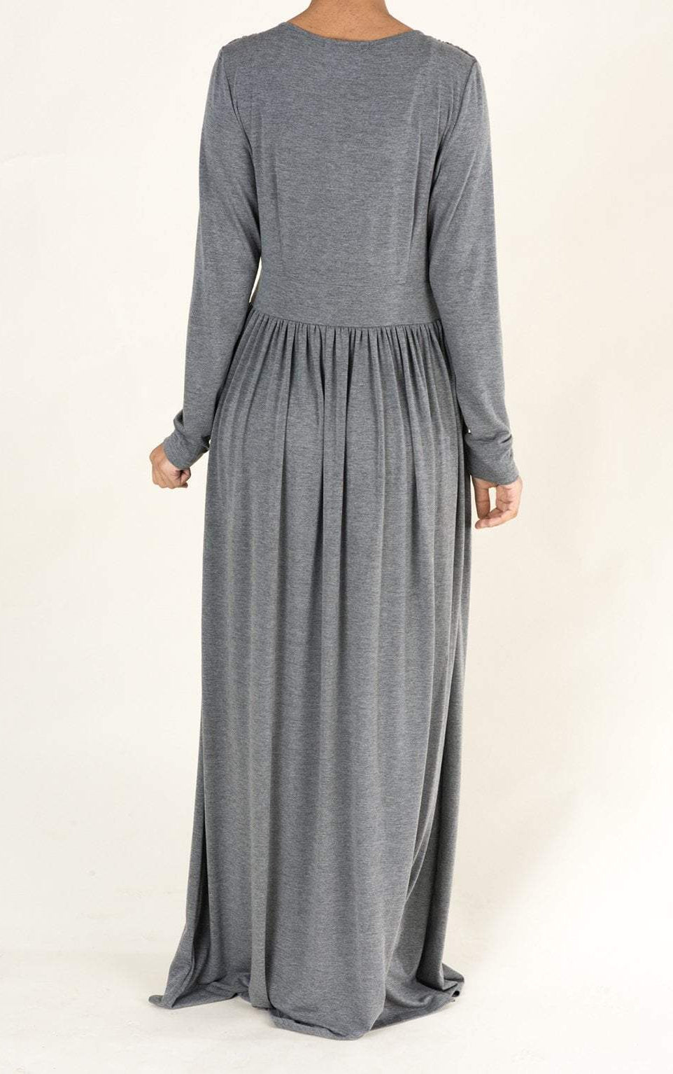 Gray V-Neck Jersey Maxi Dress Kabayare