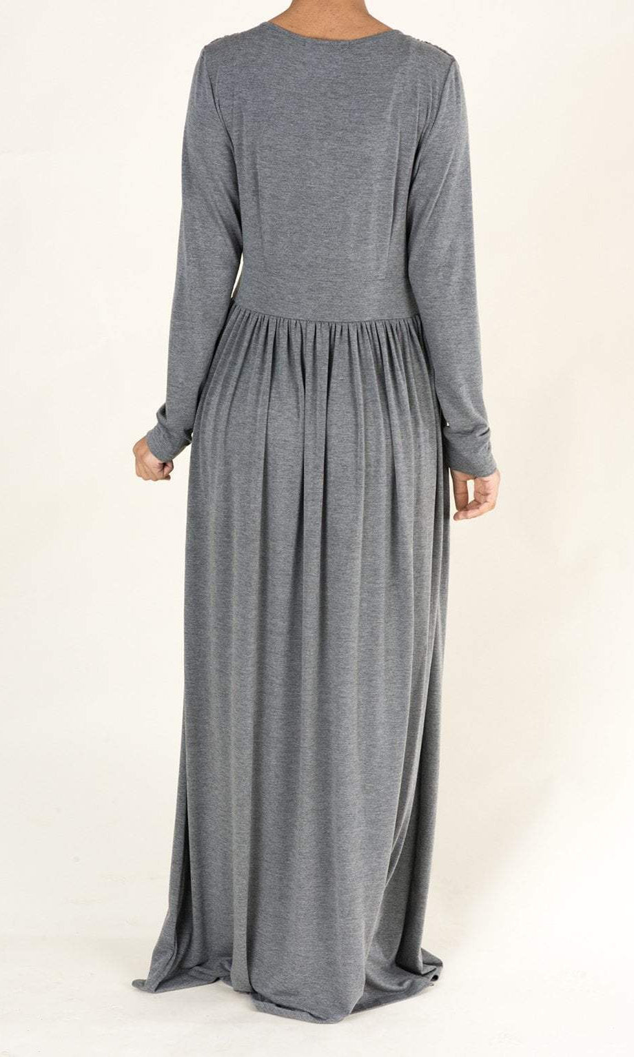 Gray V-Neck Jersey Maxi Dress Kabayare