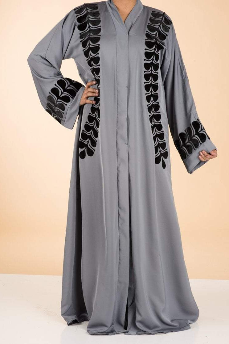 Gray velvet burnout Kimono Abaya Kabayare
